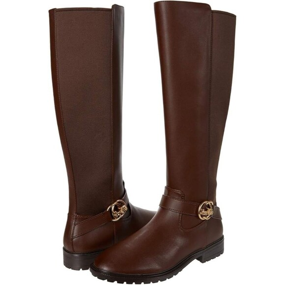 COACH Farrah Women’s Riding Boots Leather  Walnut, Size 5.5 B NEW - Picture 1 of 9